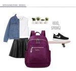 Nylon Backpack Durable Waterproof Casual Shoulder Bag (purple) - Image 4